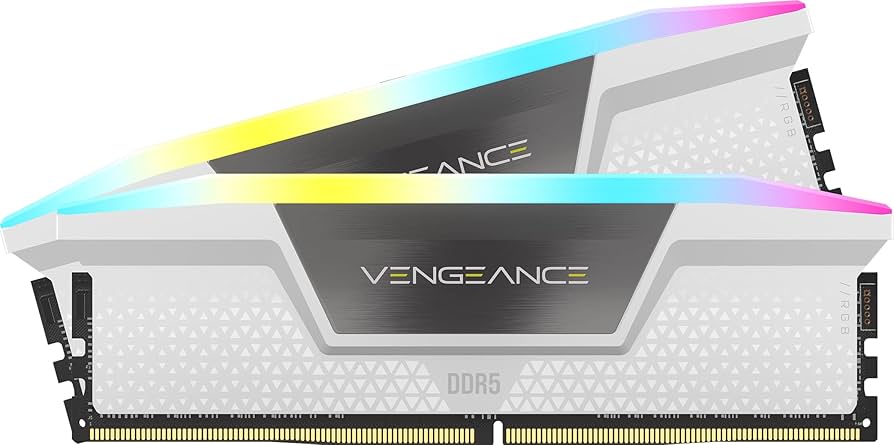 CORSAIR VENGEANCE RGB DDR5 32GB (2x16GB) DRAM 5200MHz C40 Memory Kit — White