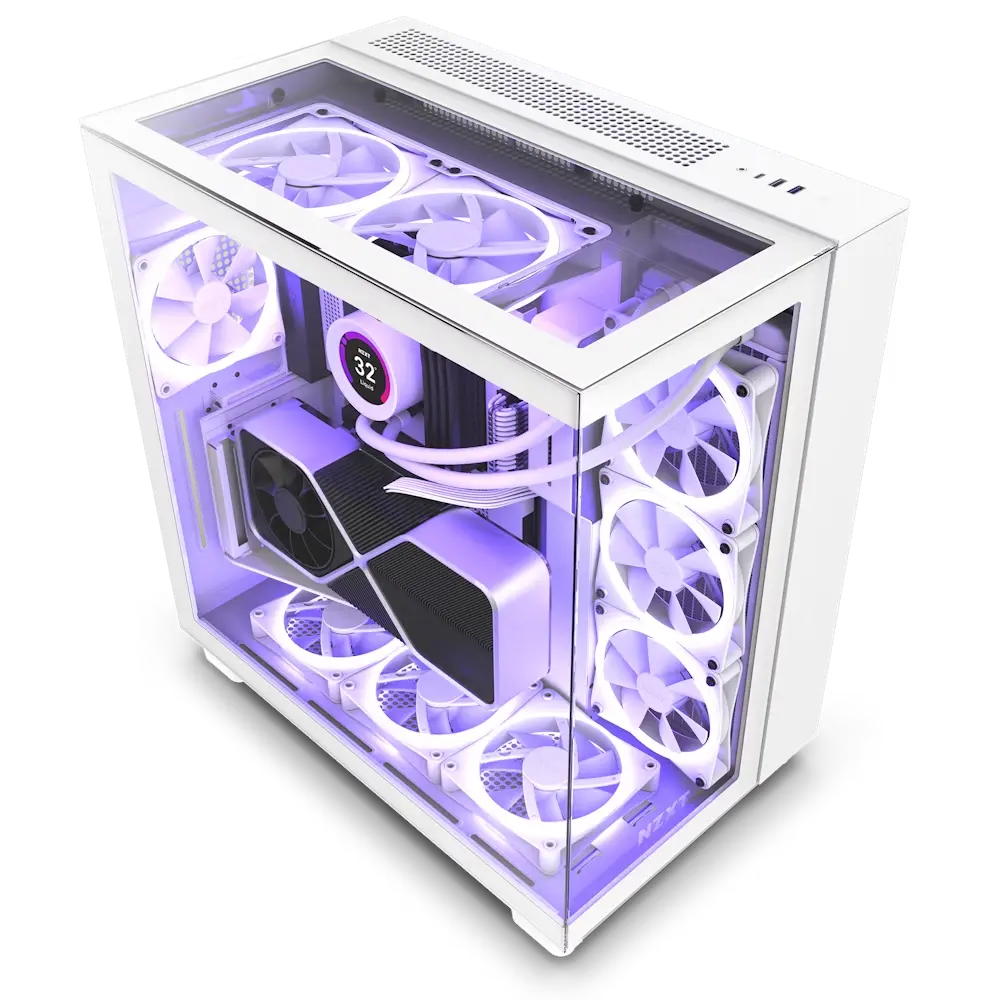  صندوق ان زي اكس تي ابيض H9 Elite Case with RGB Fans 
