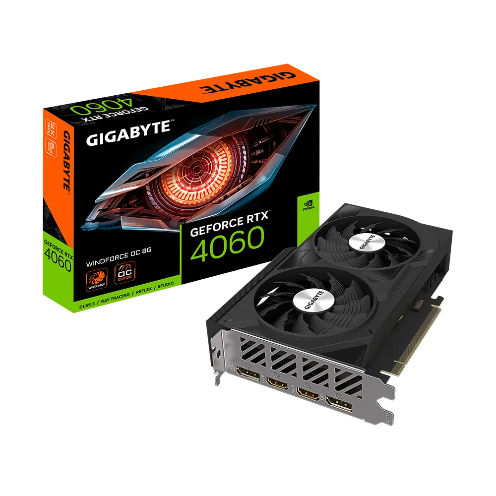 كرت شاشة Gigabyte GeForce RTX 4060 WINDFORCE OC 8G Graphics Card