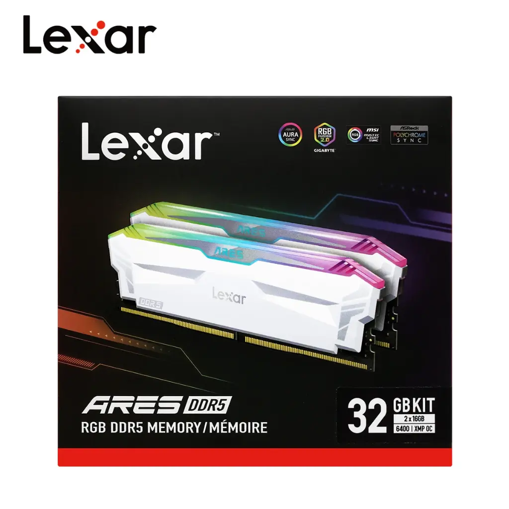Lexar ARES RGB DDR5 32GB (2x16GB) 6400MHz – White