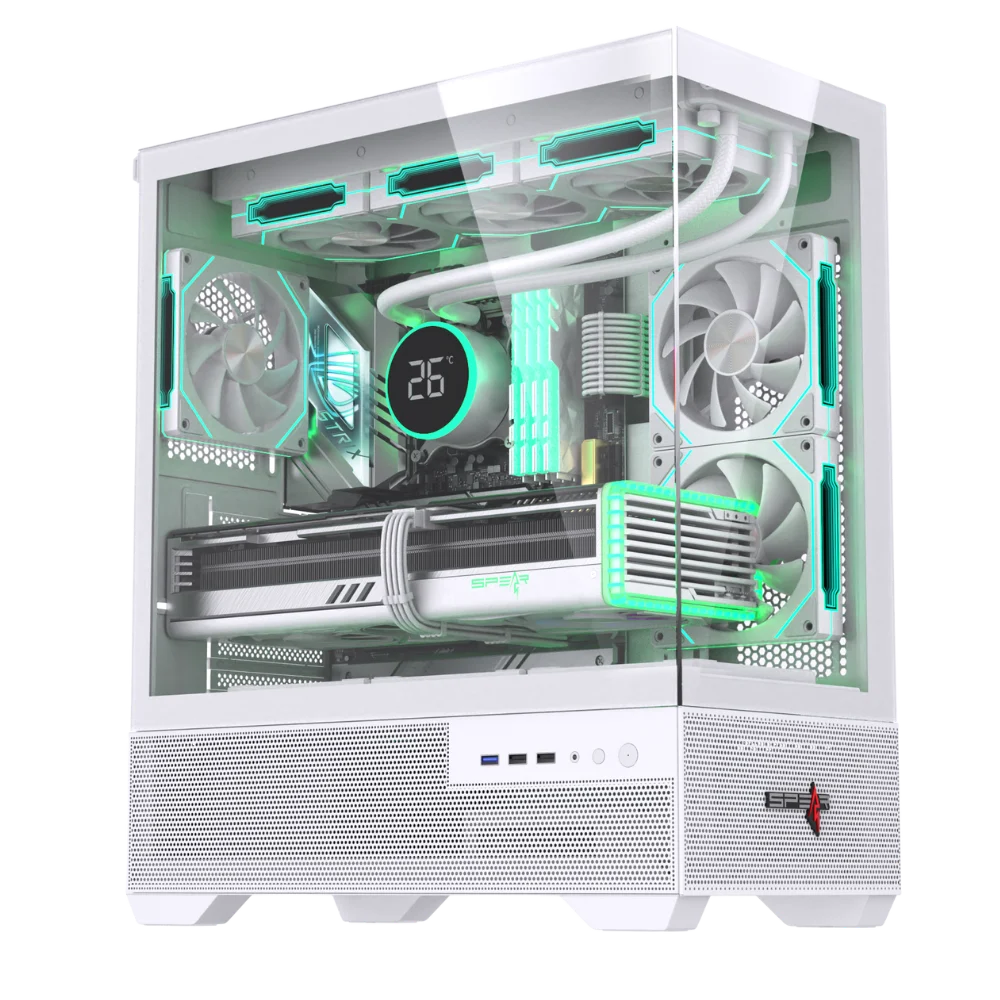 صندوق كمبيوتر اسبير ابيض 6مراوح  Spear Case EATX WHITE ARGB TURM