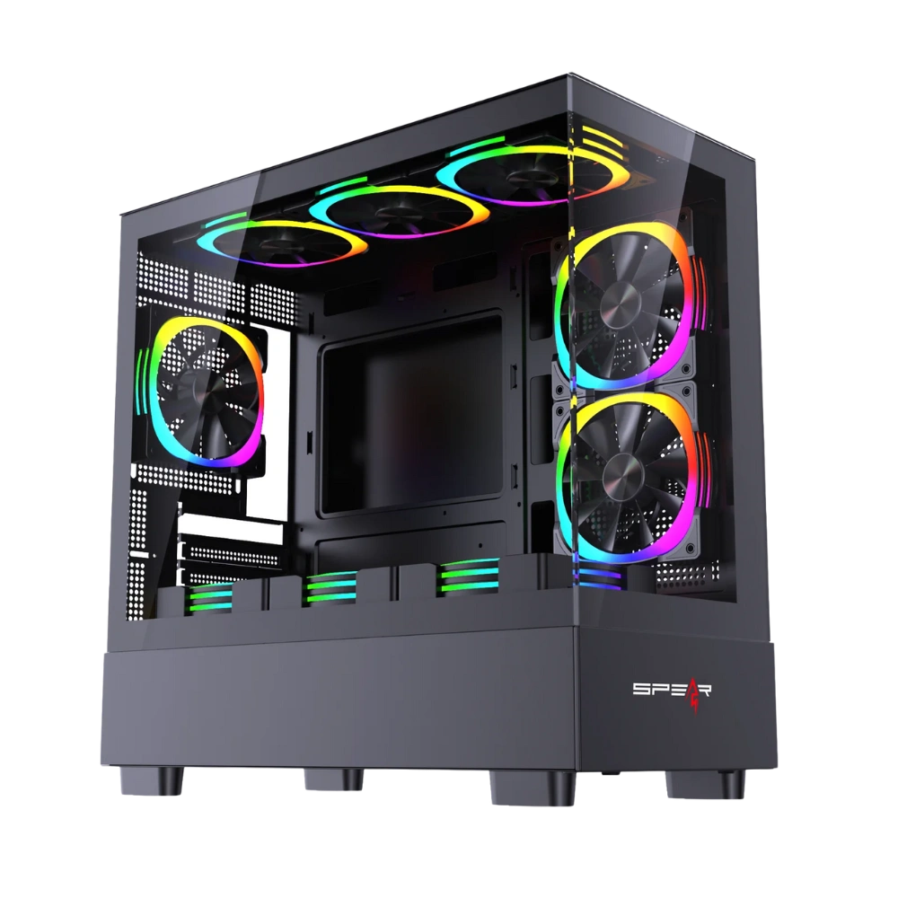  Spear Case MATX BLACK ARGB HALO 6-FANS Case