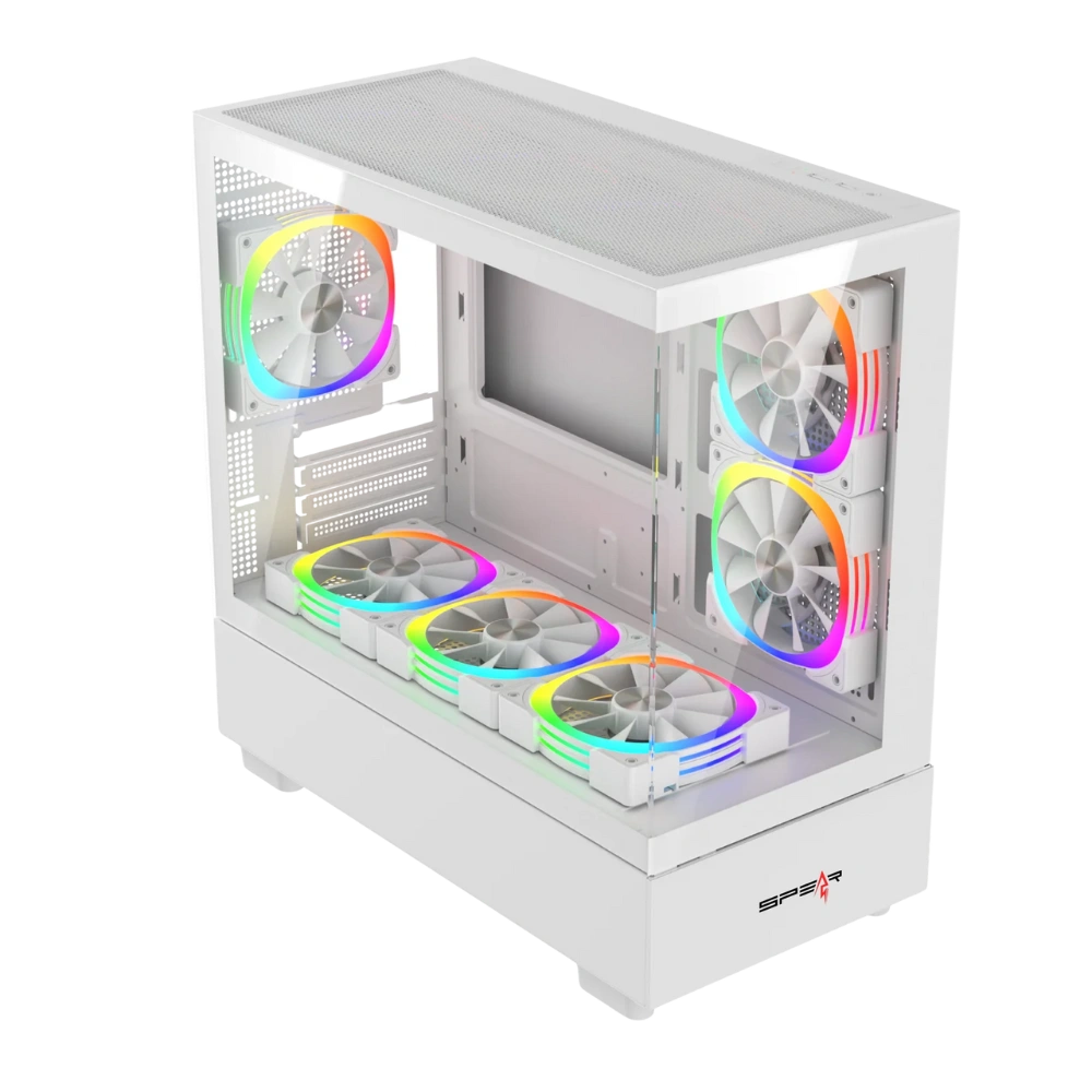   Spear Case MATX WHITE ARGB HALO 6-fans