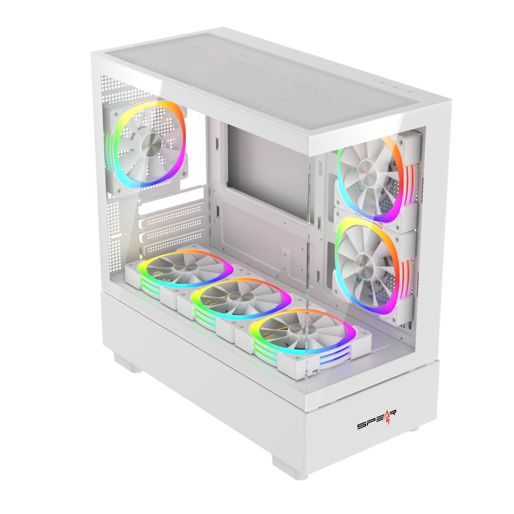   Spear Case MATX WHITE ARGB HALO 6-fans
