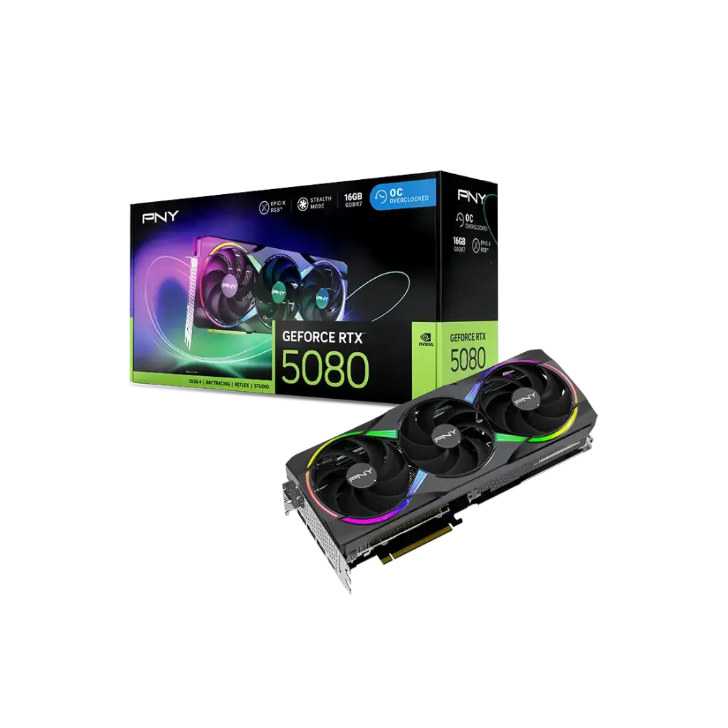  PNY GeForce RTX 5080 16GB  ARGB OC Triple Fan Graphic Card