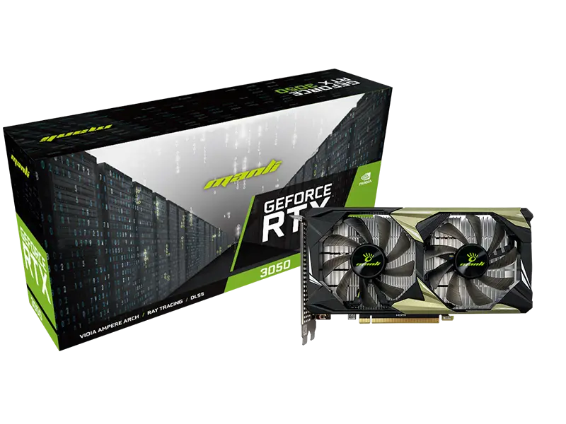 كرت شاشة manli GeForce RTX 3050 6GB ddr6 Dual Fan
