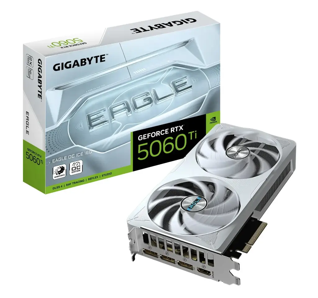  كرت شاشة جيجابايت ابيض GeForce RTX 5060 Ti Eagle OC ICE 16G 