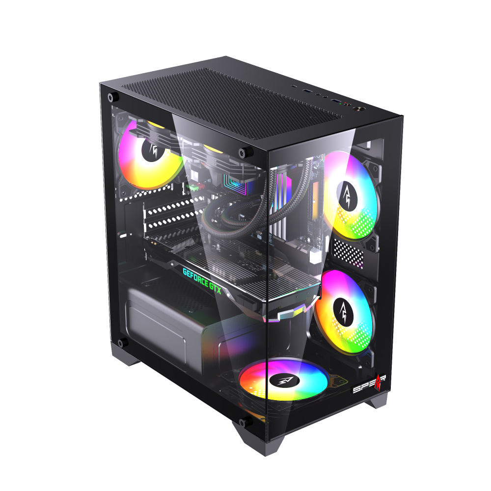 كيس سبير SUSHI 345 M-ATX 4 ARGB Fans Glass اسود