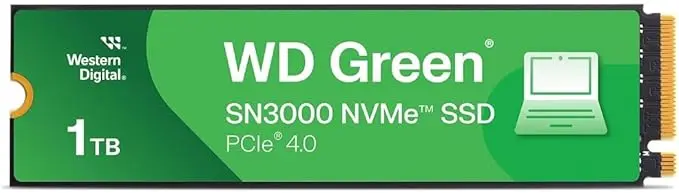  WD Green SN3000 NVMe 1TB Internal SSD Gen4 PCIe, M.2 2280, Up to 5,000 MB/s