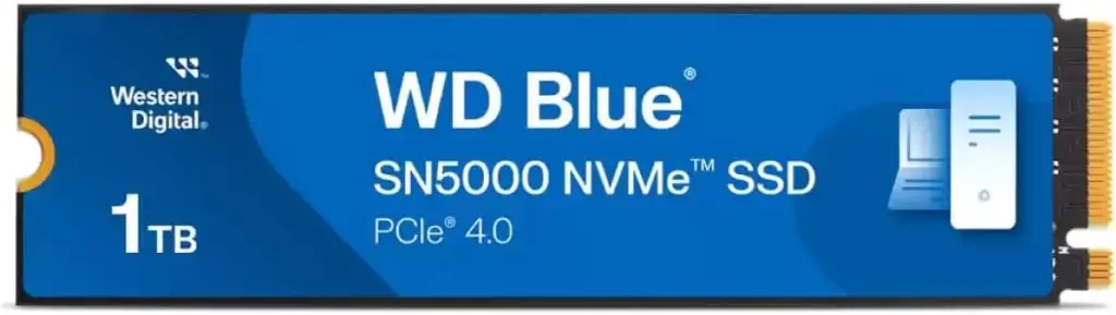   WD BLUE SN5000 NVMe Internal SSD Gen4 PCIe, M.2 2280, Up to 5,150 MB/s 