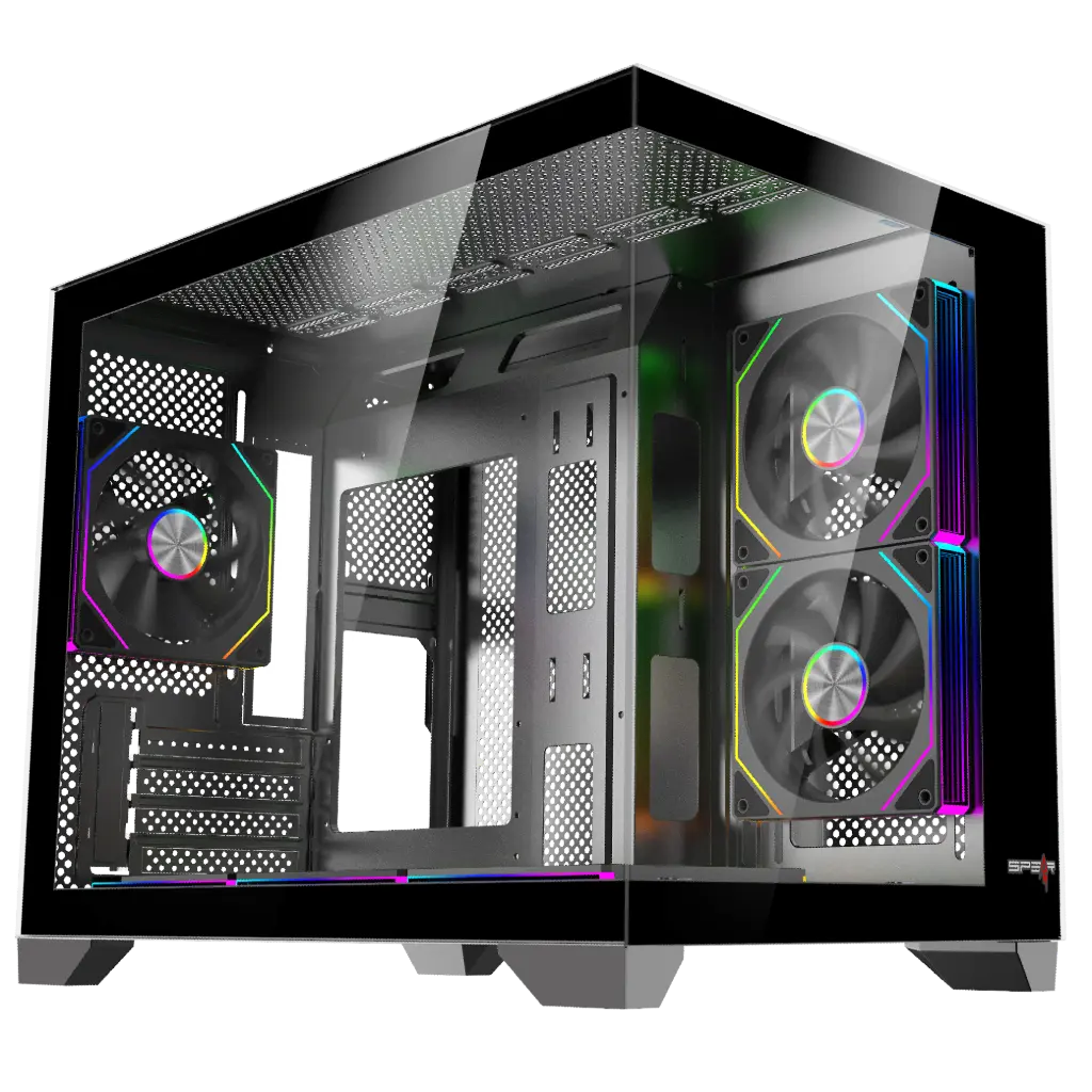 SPEAR Gaming COVID Mini 55 M-ATX Black Case 6xARGB Fan عروض