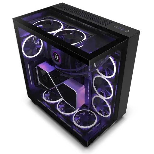 صندوق كمبيوتر ان زي اكس تي اسود H9 Elite Case with RGB Fans 