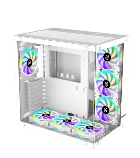  صندوق كمبيوتر ابيض Gaming COVID 55 ATX 7 ARGB Fan 