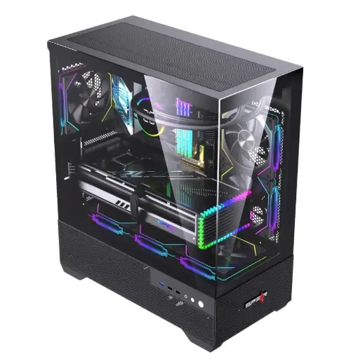 صندوق كمبيوتر اسبير اسود 6مراوح   EATX ARGB TURM