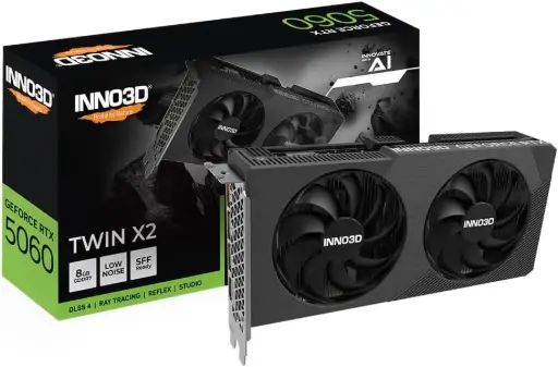 كرت شاشه INNO3D GeForce RTX 5060 TWIN X2 OC 8G  أسود 